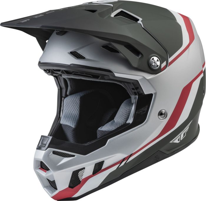 Fly Racing Formula CC Driver Helm Silver Red White