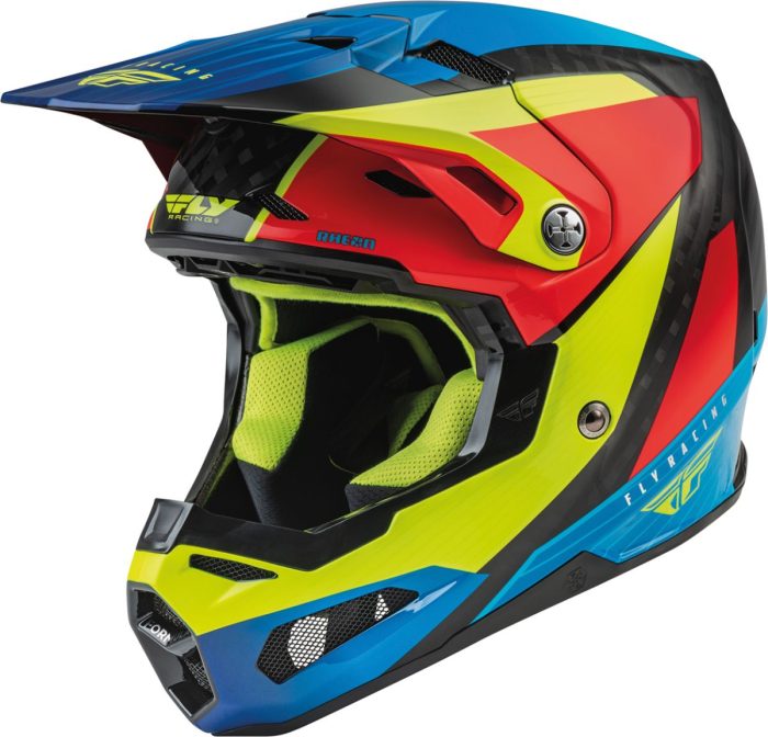 Fly Racing Formula Carbon Prime Helm Yellow Blue Red