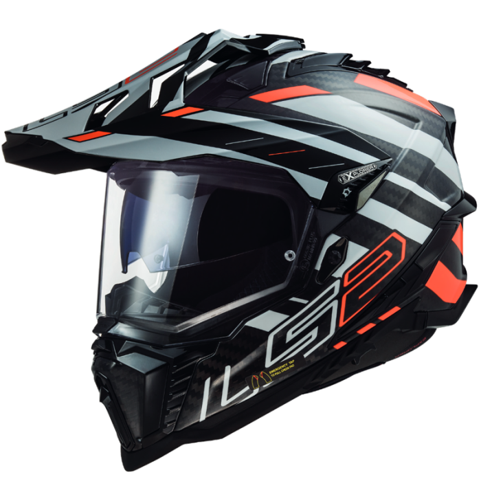 LS2 MX 701 C Explorer Edge Helm Black Orange White 22.06